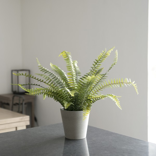 Artificial Boston Fern in Grey Melamine Pot 45cm/18in - GB1290