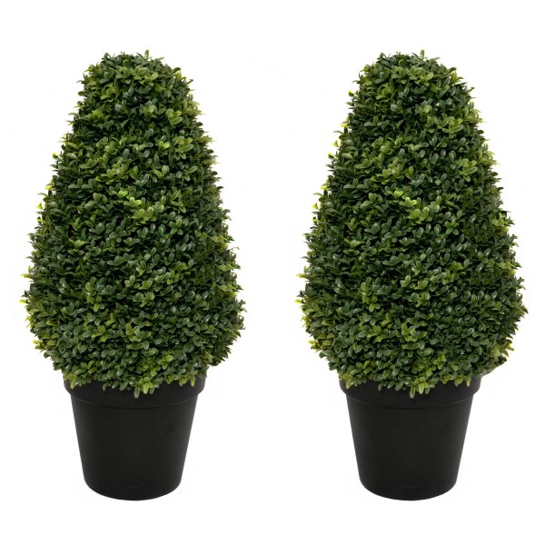 Artificial Boxwood Topiary Cone Shaped Potted Plant 70cm/28in (Set of 2) - GB1300