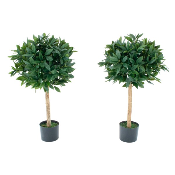 Artificial Bay Trees (Set of 2) With Real Wood Trunk, Natural Leaf and Brown Berries 3ft/90 cm - G1059