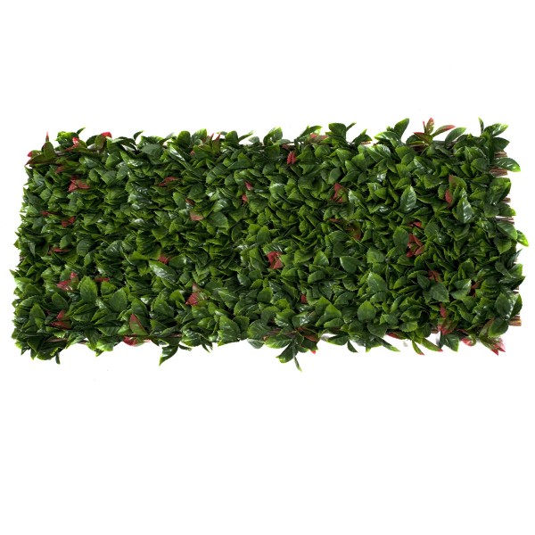 Artificial Expanding Green Wall Willow Trellis Fence with Red and Green Leaf Foliage (1m x 2m)