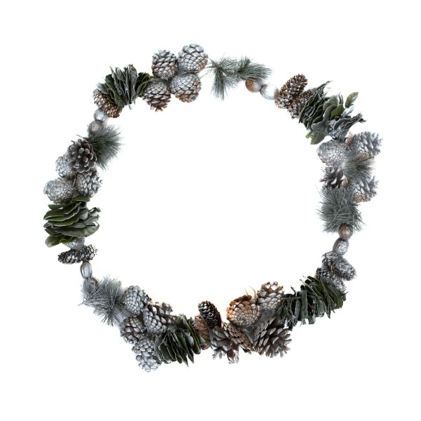 Christmas Garland Festive Pine Cone Display Silver Frosting 120cm OUT OF STOCK