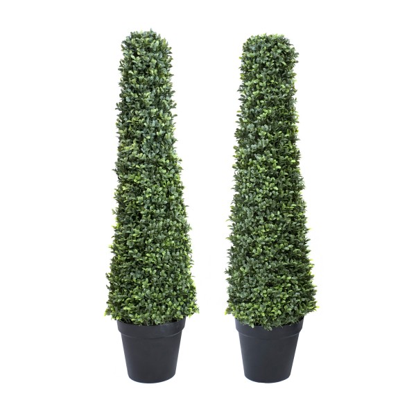 Artificial Boxwood Topiary Cone Shaped Tree 100cm/40in (Set of 2)